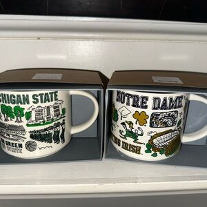 Starbucks University Collection Mugs: Michigan State AND Notre Dame.